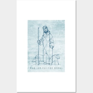 Jesus Christ Good Shepherd ink illustration Posters and Art